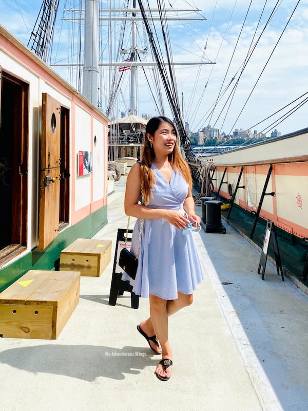 girl abroad a historic ship at the South Street Seaport Museum in NYC